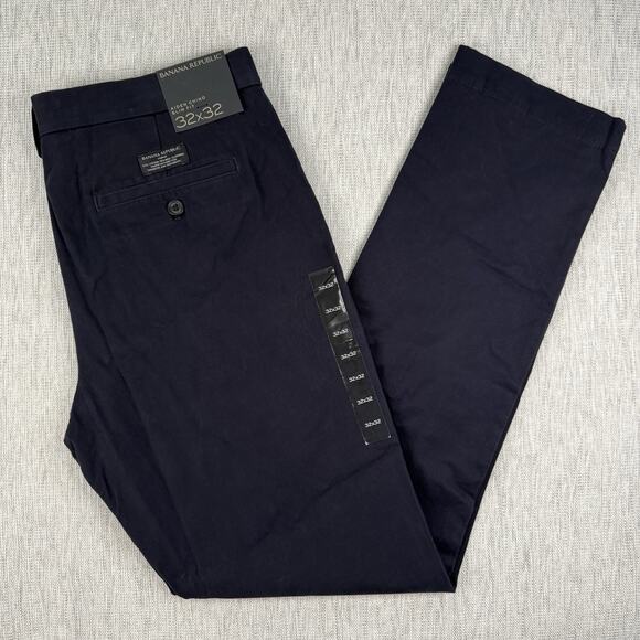 Banana Republic Men’s 32x32 Navy Aiden Slim Fit Stretch Chino Pants New with Tag - Picture 1 of 11